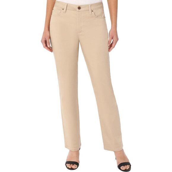 Denim - Women's Straight-Leg Jean Cotton-Polyester Blend Size 12 Khaki Durable Comfortab